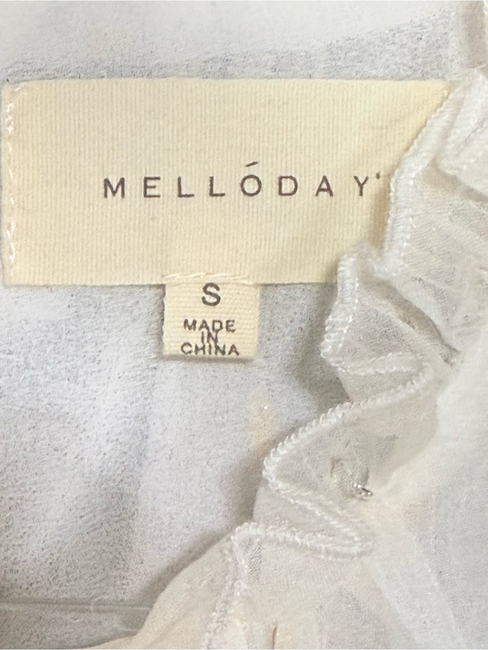 Melloday Boho Romantic Gold & Silver Flecked Balloon Sleeved Blouse Size Small - Picture 5 of 9